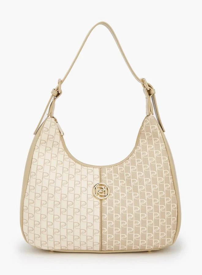 Paprika Monogram Print Shoulder Bag With Zip Closure